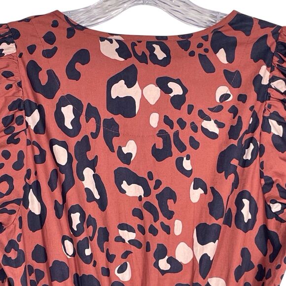 Anthropologie Maeve Somerset Maxi Dress Leopard Print Poplin Size Small Brown - Picture 10 of 16